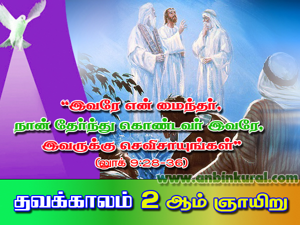 என் அன்பார்ந்த மைந்தர் இவரே: இவருக்குச் செவிசாயுங்கள் '. 
